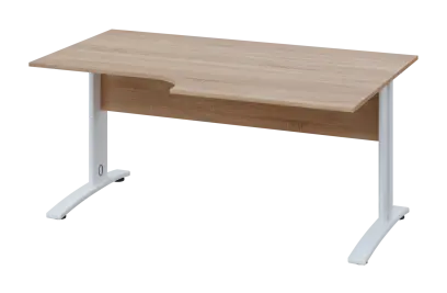 CRK 28 - 184 stůl kancelářský, rohový, pravý, kovová podnož bílá, deska 25 mm, široký 1800 mm, dub b